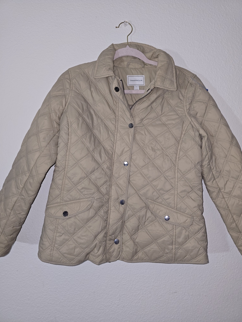 Charter Club Quilted Puffer Jacket in Beige
